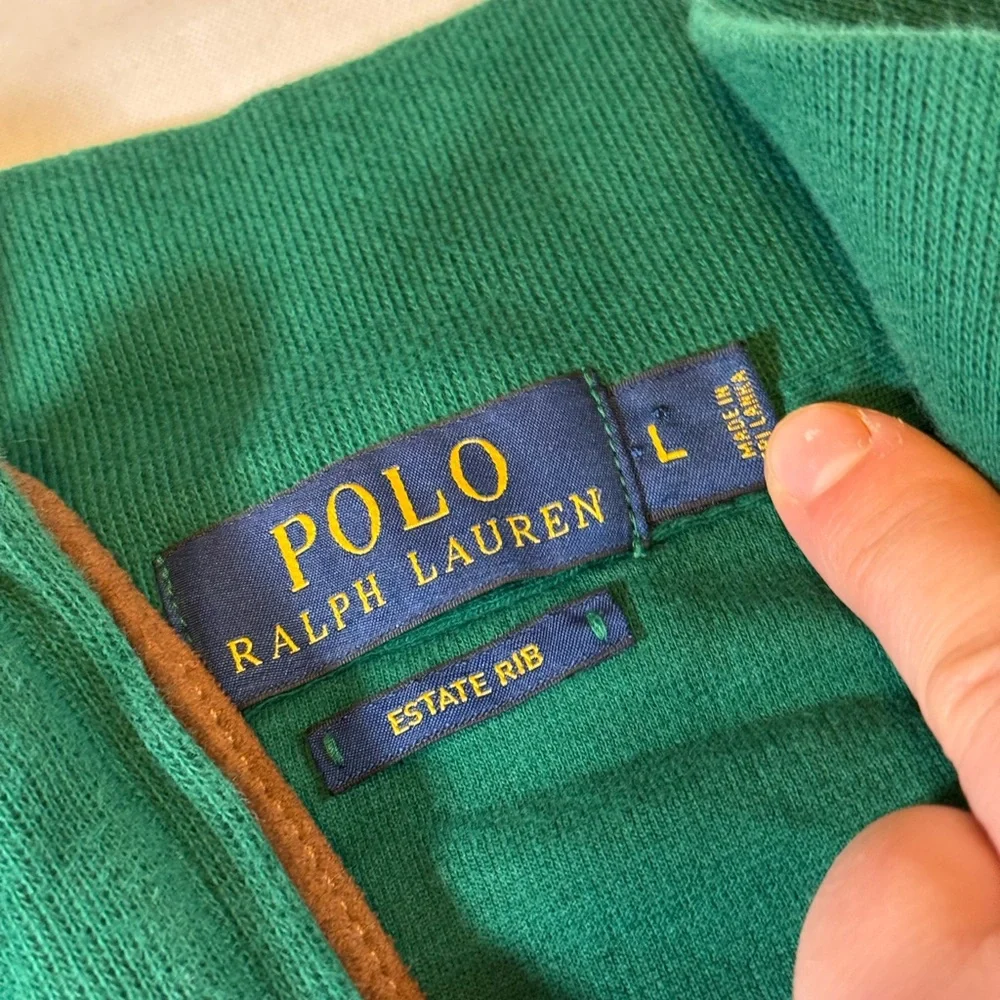 Men’s Polo by Ralph Lauren Green Quarter-Zip Sweater - Picture 5 of 10